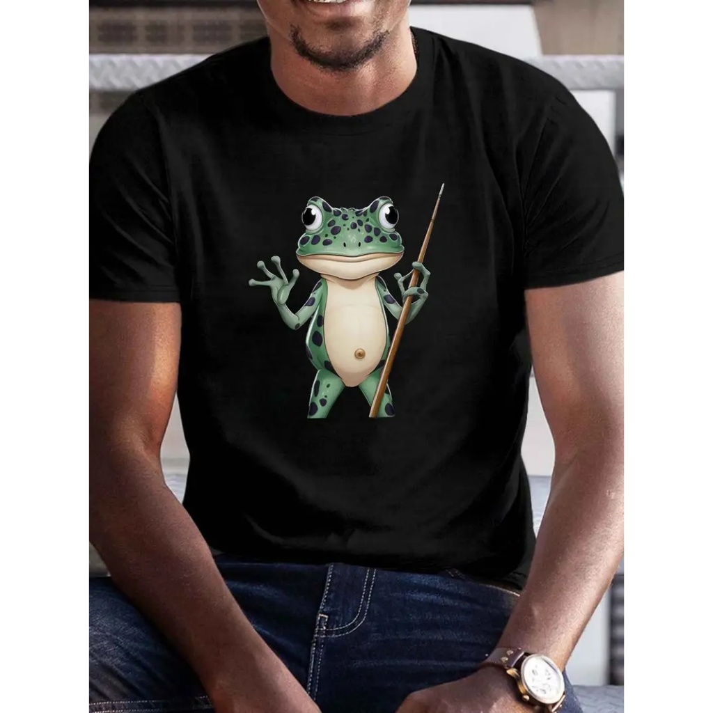 Camiseta Masculina Comum Estampa Sapo Taco