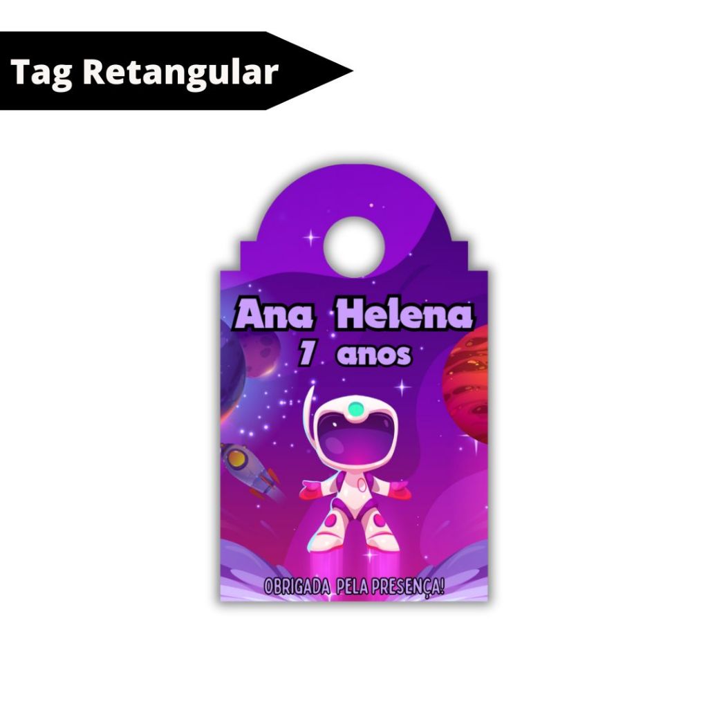 Tag de Agradecimento Astronauta Menina Personalizada - Lembrancinha de Festa - Aniversário