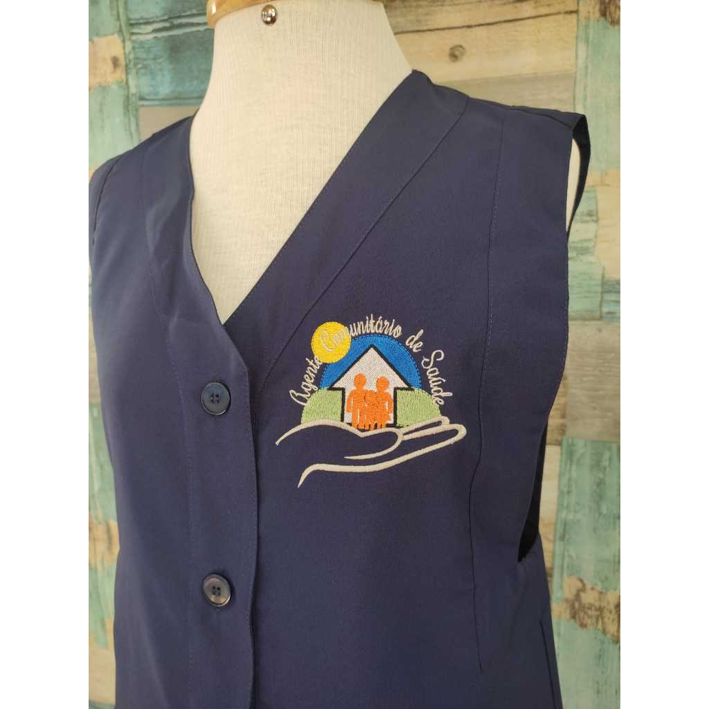 Jaleco sem Manga bordado Agente comun. Saúde em Oferta na Shopee