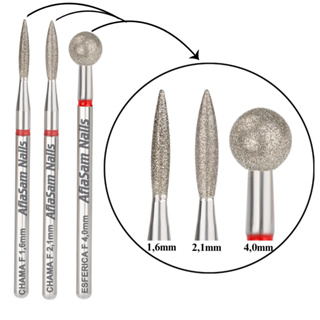 Broca Diamantada Chama Vermelha 1,6mm + Chama Vermelha 2,1mm + Esférica Vermelha 4,0mm em Oferta na Shopee