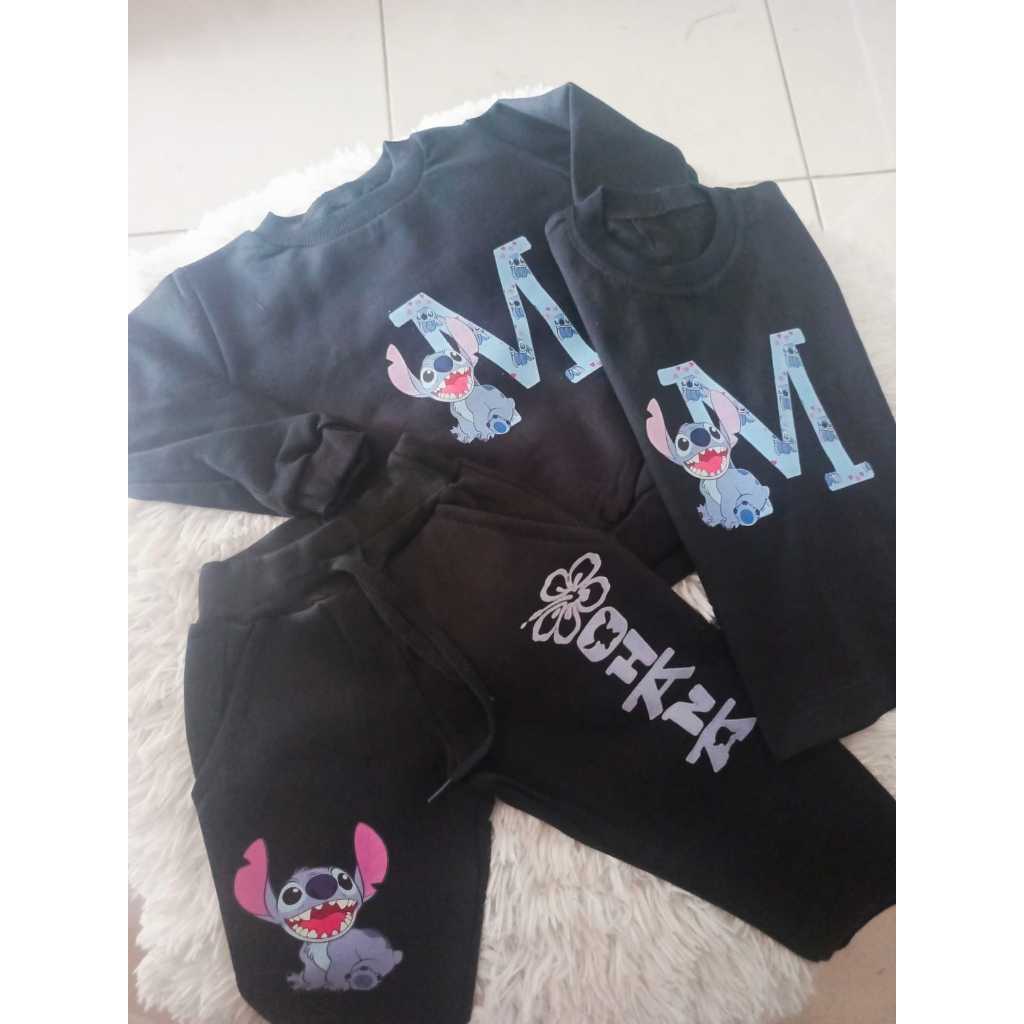 KIT CONJUNTO DE MOLETOM MAIS CAMISETA INFANTIL ESTAMPADO STITCH, LANÇAMENTO 2025