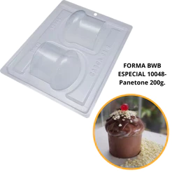 1~4 Forma BWB Com Silicone (3 partes) Para Chocolate Cód. 10048 - Panetone 200g.
