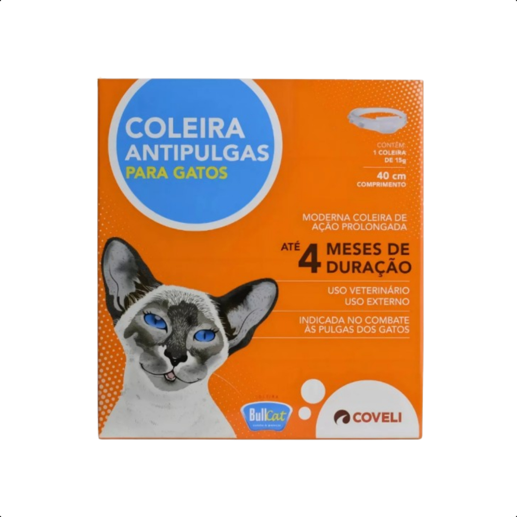 Coleira Antipulgas Bullcat Para Gatos Gato Pet 40cm Duração 4 Meses Rápida Ação