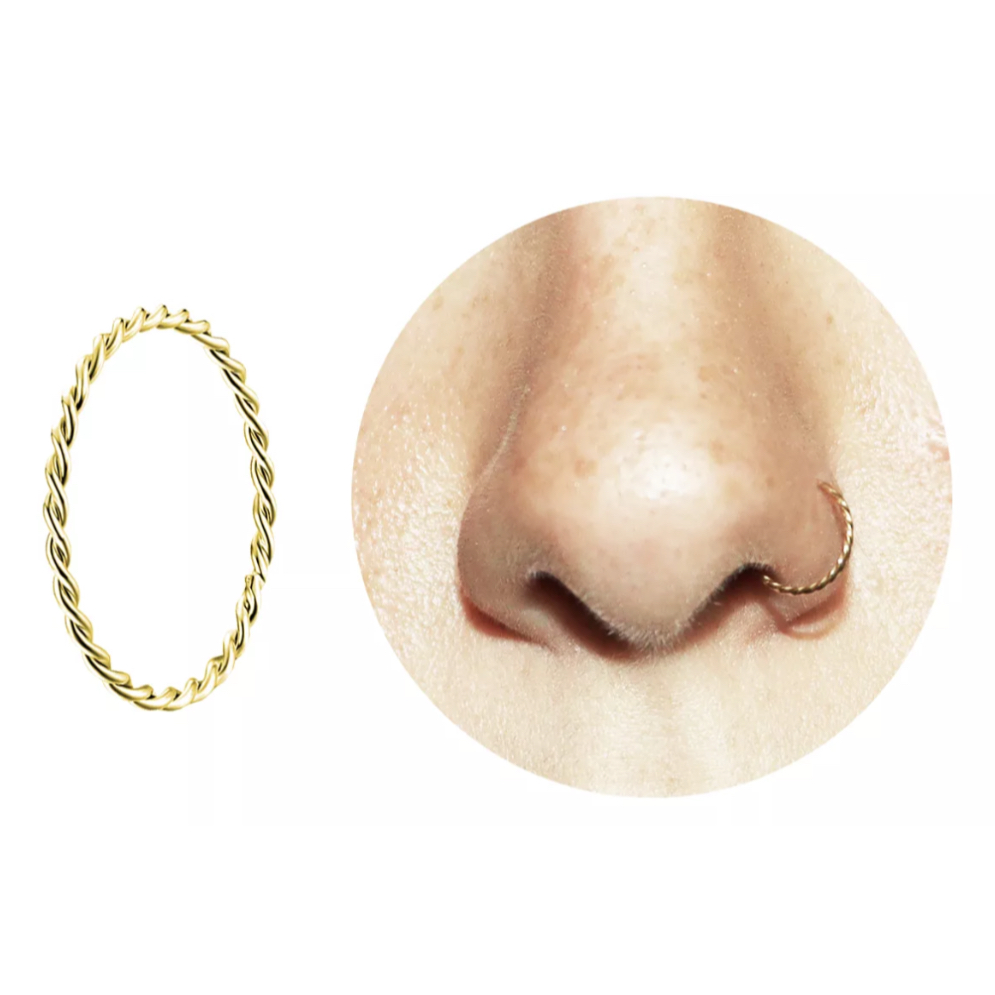 Piercing Argola Nariz em Aço Cirúrgico Folheado Torcido em Oferta na Shopee