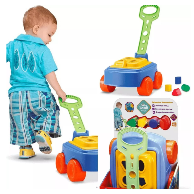 Carrinho Mipuxa Interativo De Puxar Com Blocos De Encaixe Formas Geométricas Educativo Cardoso Toys Original em Oferta na Shopee