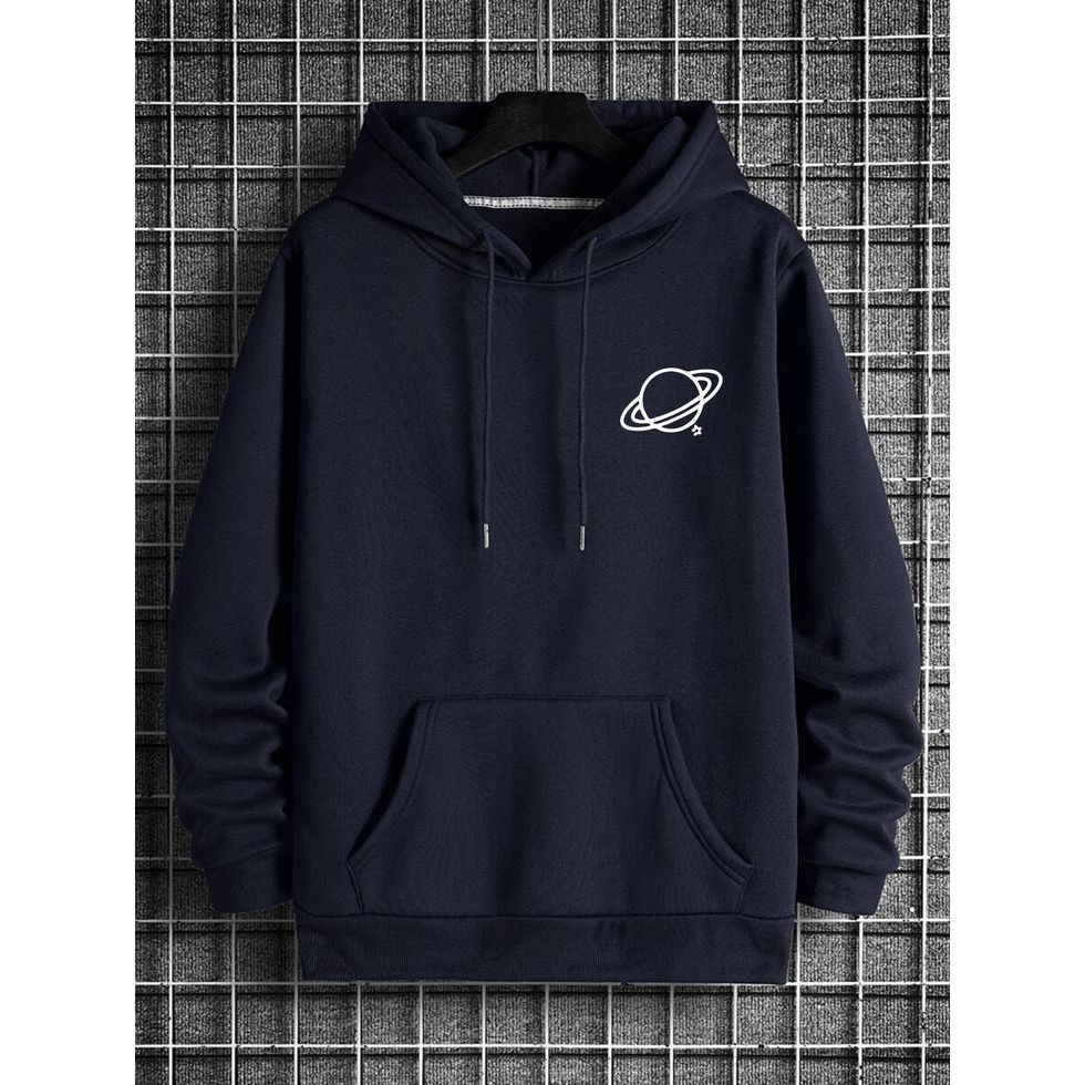 Casaco de Moletom Grosso Flanelado Estampado Saturno Nappes Top Estilo Abrigo Modelo Premium de Frio Adulto e Infantil