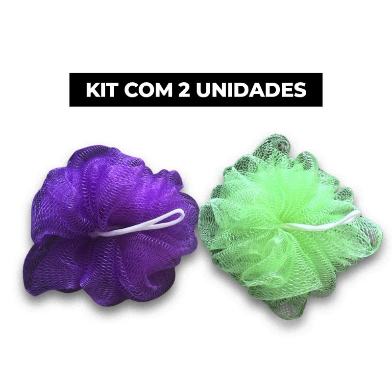 ESPONJA BUCHA de Banho e Nylon ecom Cordinha kit com 2uni