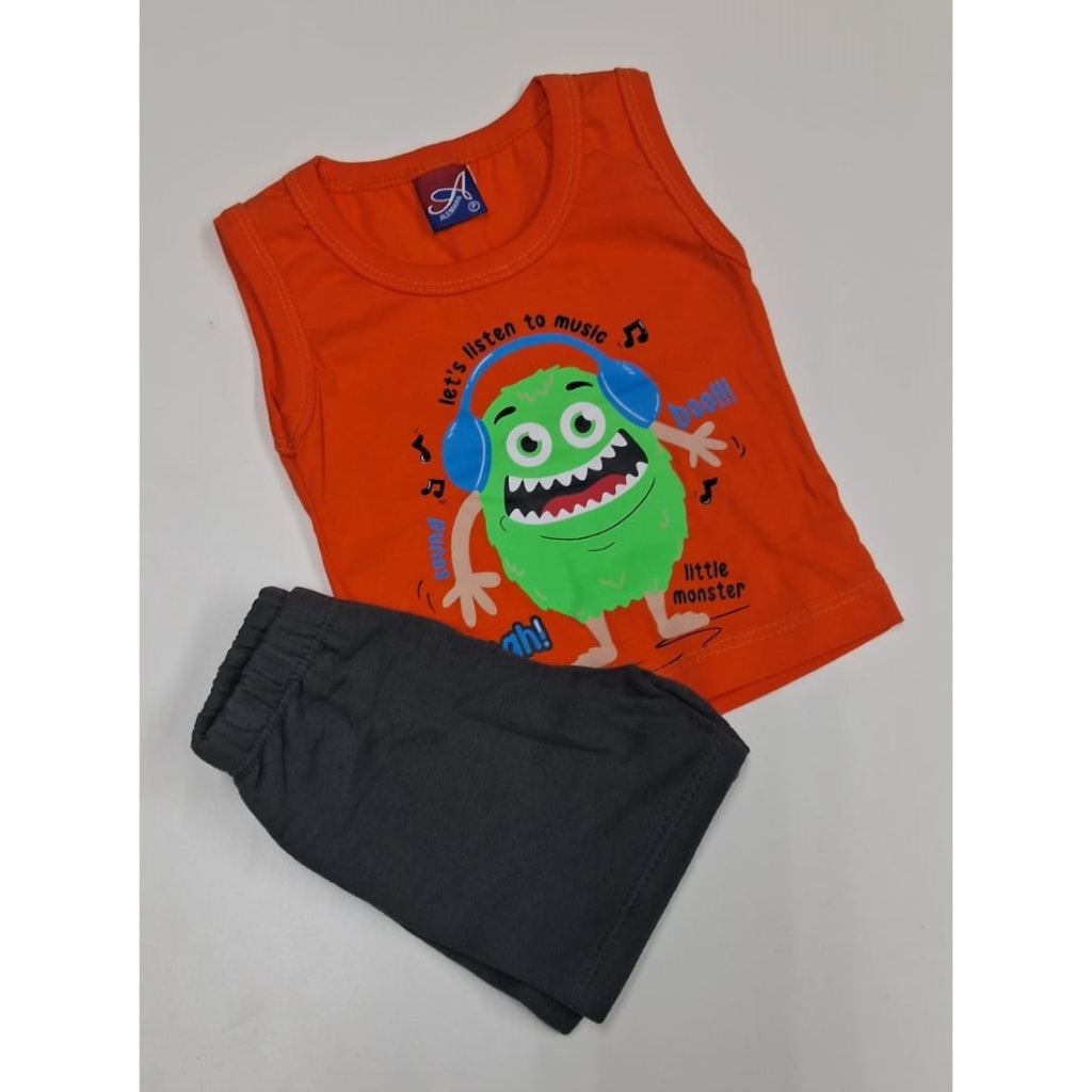 Conjunto Infantil Bebê Roupa Short Camiseta Tema Temático Moda Verão Look Estiloso Menino
