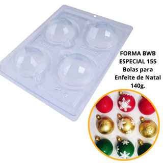 1~4 Forma BWB Com Silicone (3 partes) Para Chocolate Cód.155 - Bolas para Enfeite de Natal 140g. Natal. em Oferta na Shopee