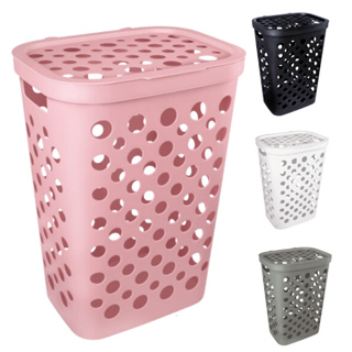 Cesto Telado 30 ou 47 Litros com Cesto de Roupa Suja Banheiro Casa Lavanderia Tampa e Alça em Oferta na Shopee