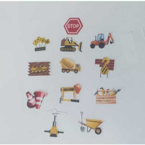12 Construção Cupcake Toppers Caminhão Escavadeira Trator Sinal de Parada de Festa Cupcake Picks Crianças