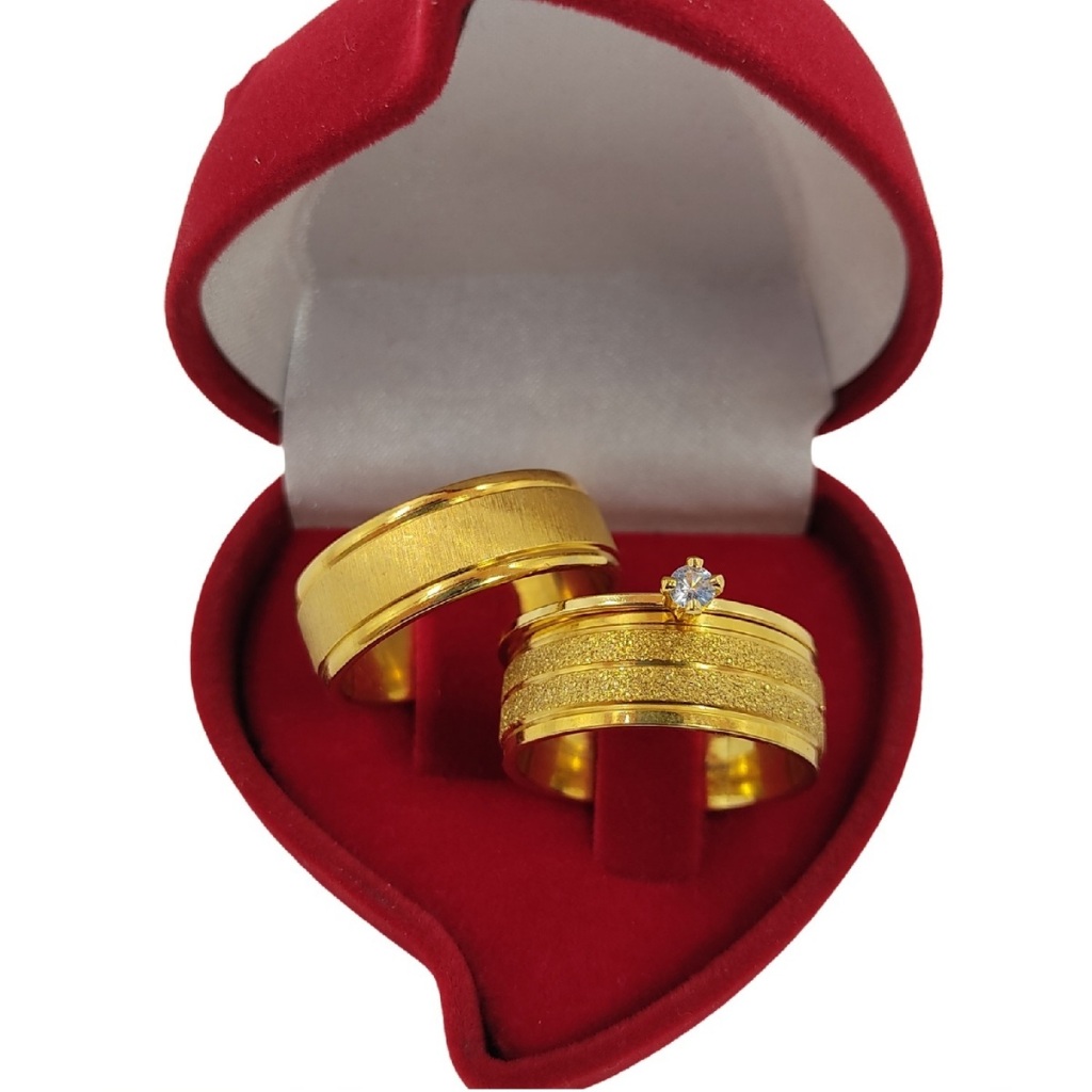 Par De Alianças de Ouro 18k Diamantadas 8mm em Moeda Antiga + Anel Solitário e Caixinha Veludo