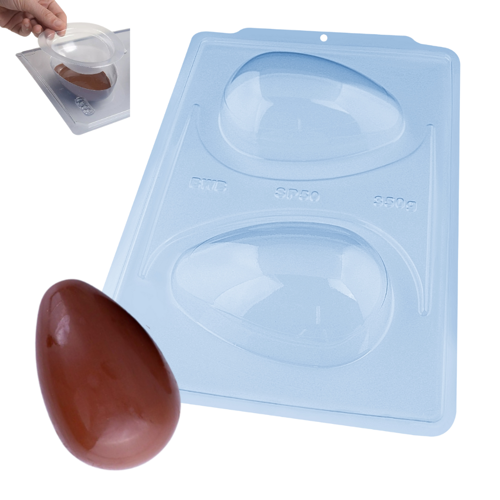 Forma Ovo de Páscoa Casca Lisa 350g SP 50 Cod. 3618 Semiprofissional com Silicone (3 partes) - BWB em Oferta na Shopee