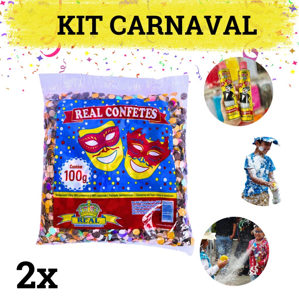 Pacotes de Confete Kit Carnaval 2 Festa Adereço Fantasia Decoração Carnaval Brinquedo 1 ou 2 Unds