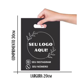 Sacolas Plásticas 20x30 Personalizadas Com Logo p/ lojas Alça Vazada/Boca de Palhaço em Oferta na Shopee