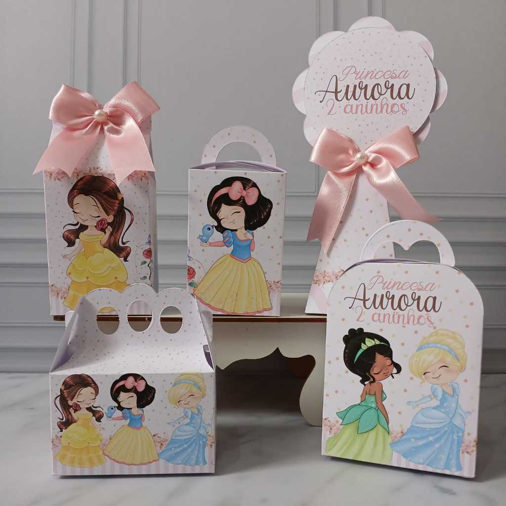 Kit Personalizados Princesas da Disney Cute PEGUE E MONTE Lembrancinha Kit Festa Caixa Aniversário