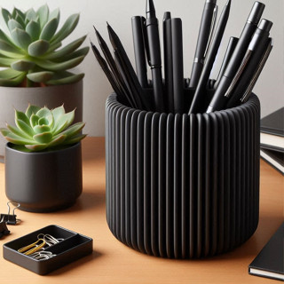 Porta-Canetas Moderno Canelado - Design Elegante e Minimalista | Organizador de Mesa