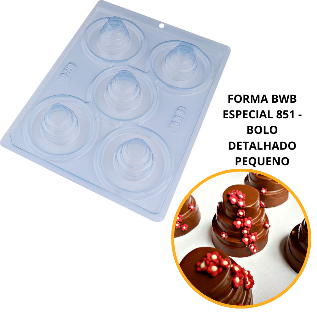 forma bwb com silicone (3 partes) cod 851 - Bolo Detalhado Pequeno  29g (CHOCO)