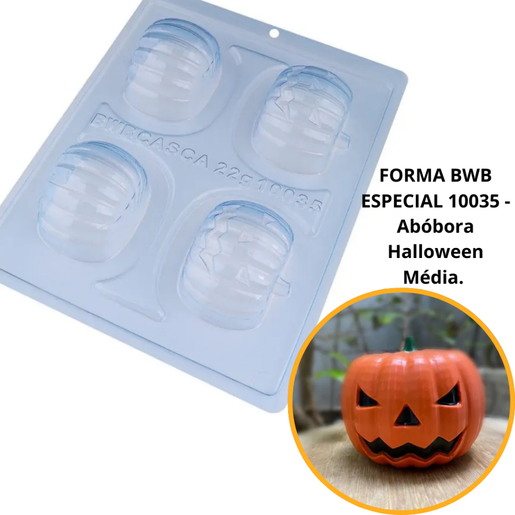 1~4 Forma BWB Com Silicone (3 partes) Para Chocolate Cód. 10035 - Abóbora Halloween Média. em Oferta na Shopee