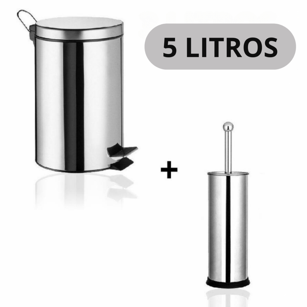 Cesto de Lixo Banheiro Lixeira para Cozinha Inox 3 ou 5 Litros inox Ou Escova de Vaso Sanitário Inox