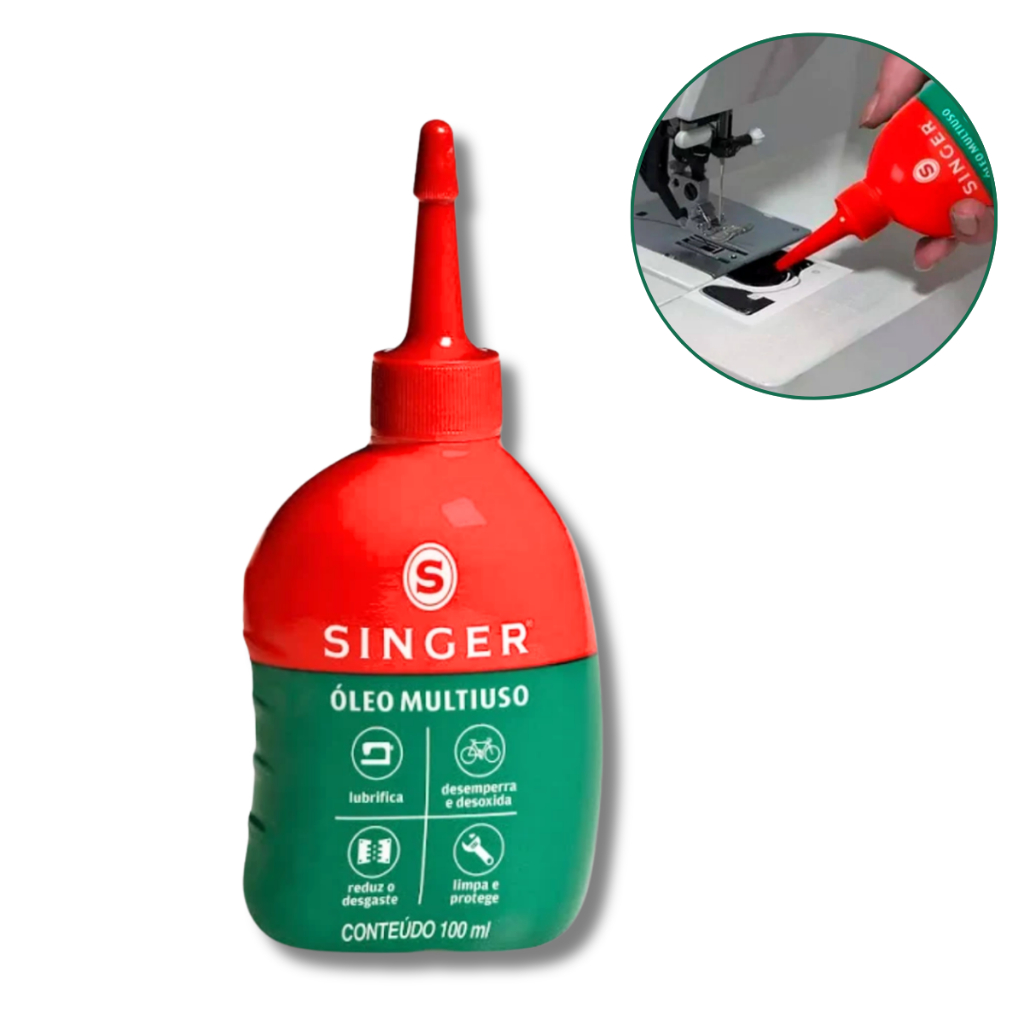 Óleo Singer Óleo de Máquina de Costura Multiuso Lubrificante Fechaduras Uso Geral 100ml
