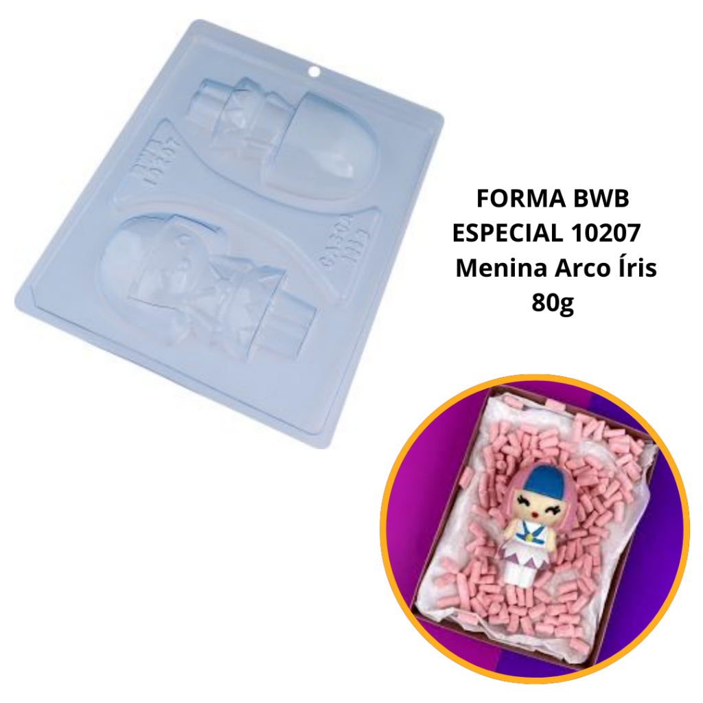 1~4 Forma BWB Menina Arco Íris, Com Silicone(3partes)Para Bombons de Choc. E Confeitaria-Cód.10207 em Oferta na Shopee