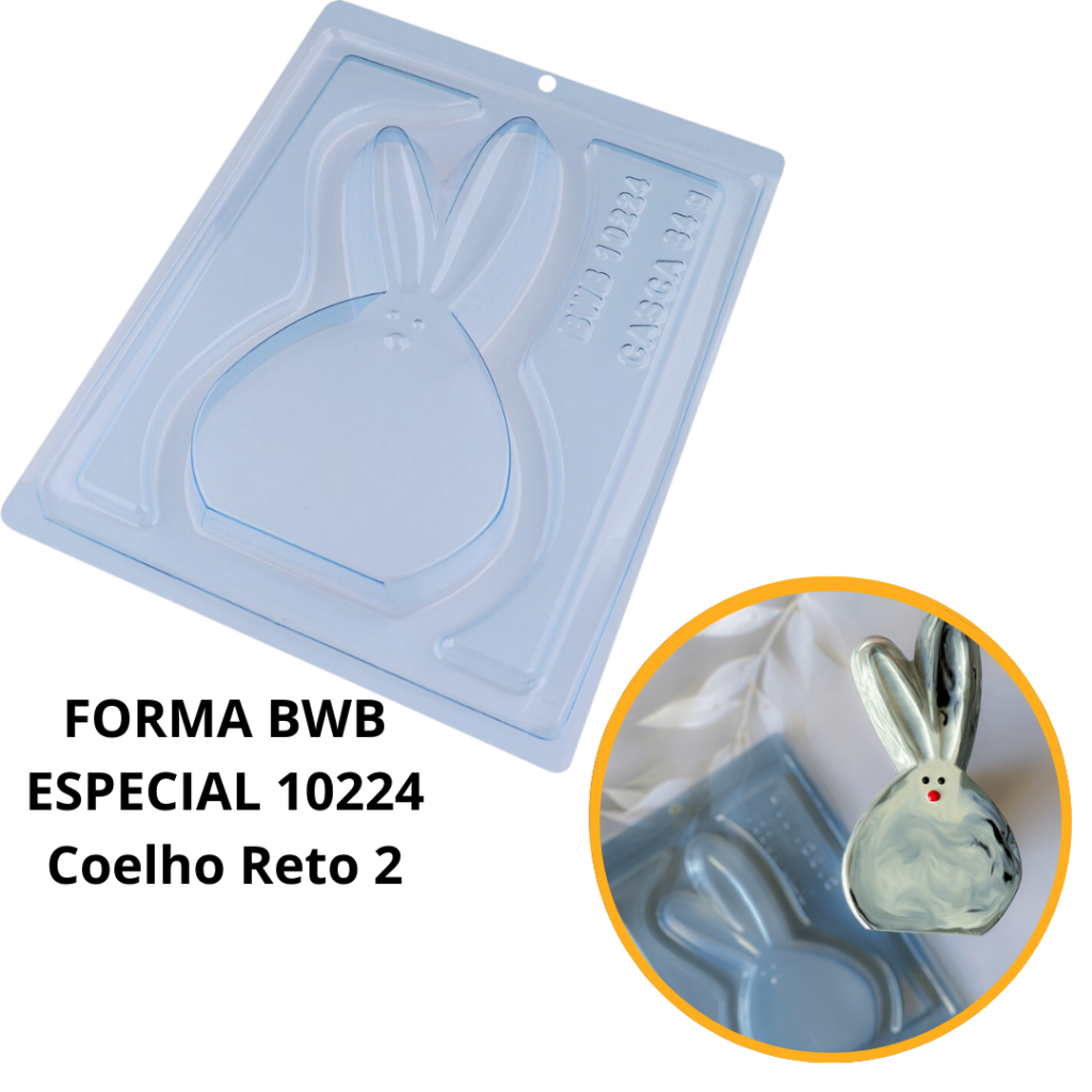 1~4 forma para chocolate bwb silicone 3 partes coelho reto 2 de Páscoa cod 10224 (240g) em Oferta na Shopee