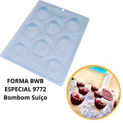 1~4 Forma BWB Com Silicone (3 partes) Cód. 9772 - Bombom Suiço 17g. Para Festas Trufas, Bombons (CHOCO)