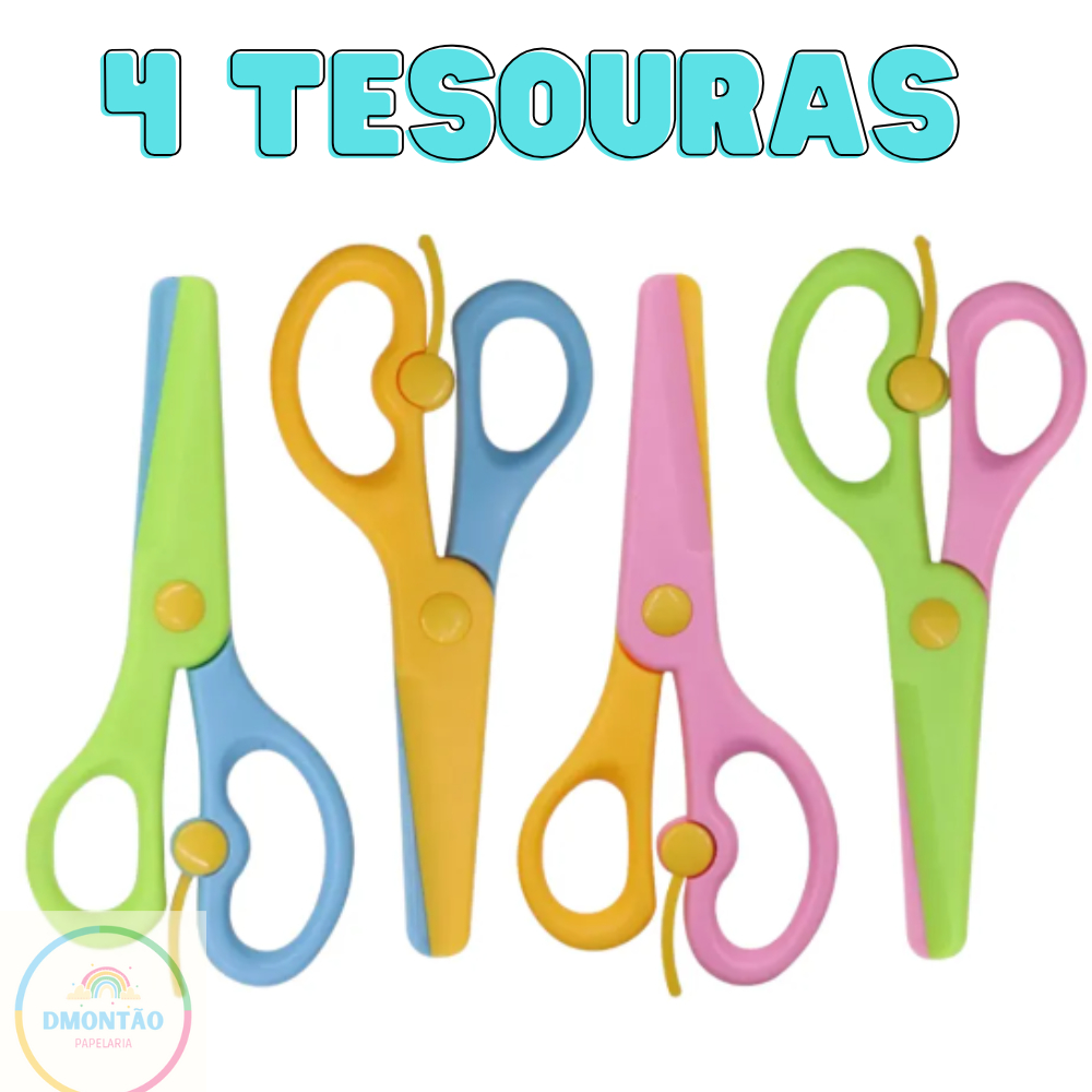 Tesoura Escolar Infantil Kids Não Corta Cabelo Leo&Leo-Papelaria- 4 Tesouras em Oferta na Shopee