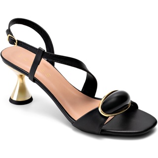 Sandália Feminina Lumiss Confortável Enfeite Salto Baixo Geométrico Metalizado Preto em Oferta na Shopee