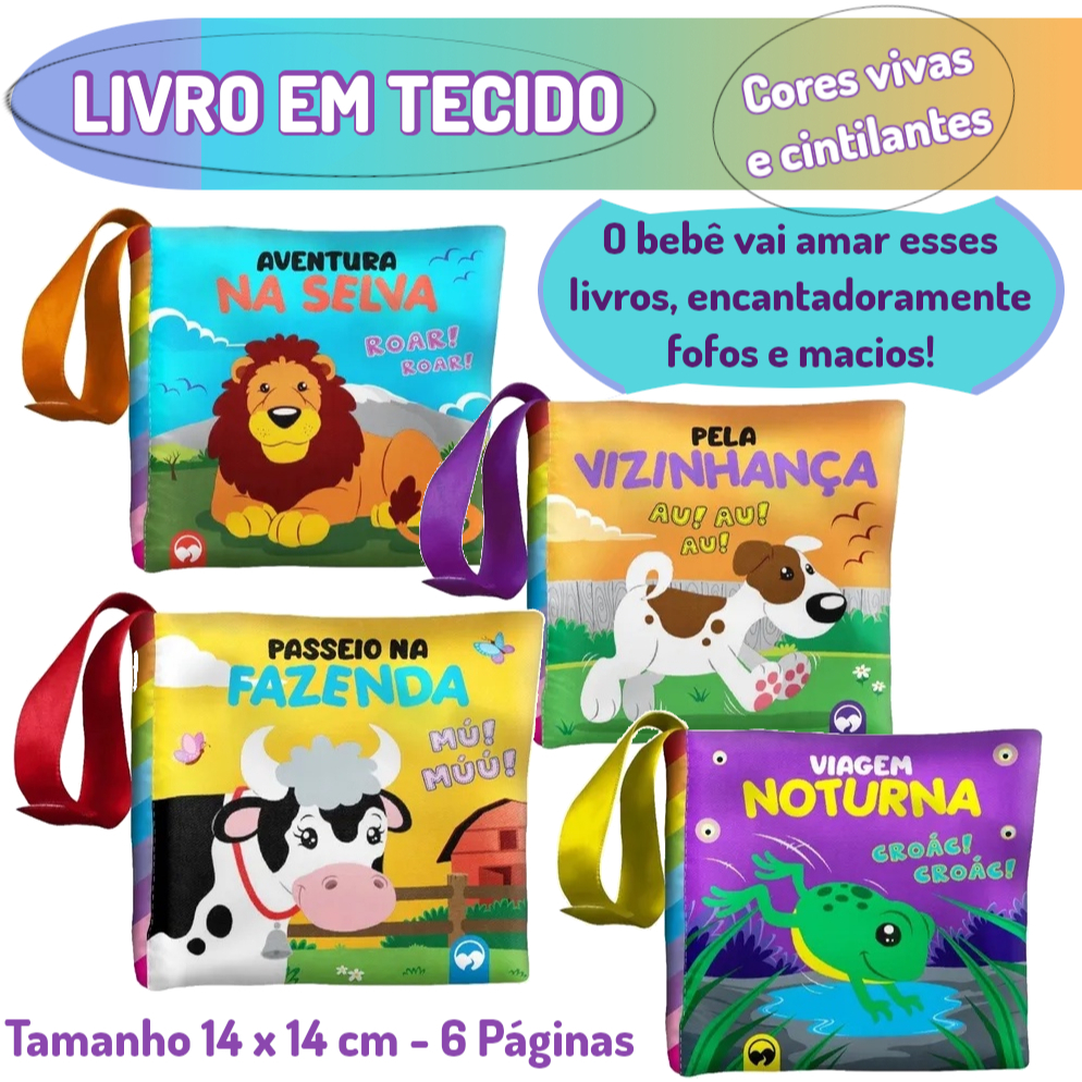 Livro de Pano Sortido colorido 13,5 x 13,5cm 1 unidade Vale das Letras