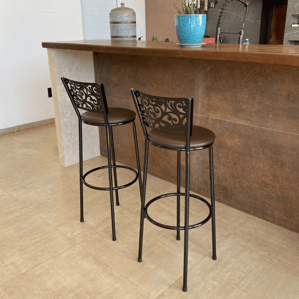 Kit 2 Banqueta Alta/Baixa Redonda com Estrutura Reforçada Aço Ideal Para Casa Cozinha Varanda