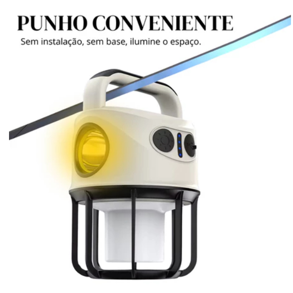 Lanterna Lampião Led Recarregável Lâmpada Duas Cores Camping Casa Pesca EC6272