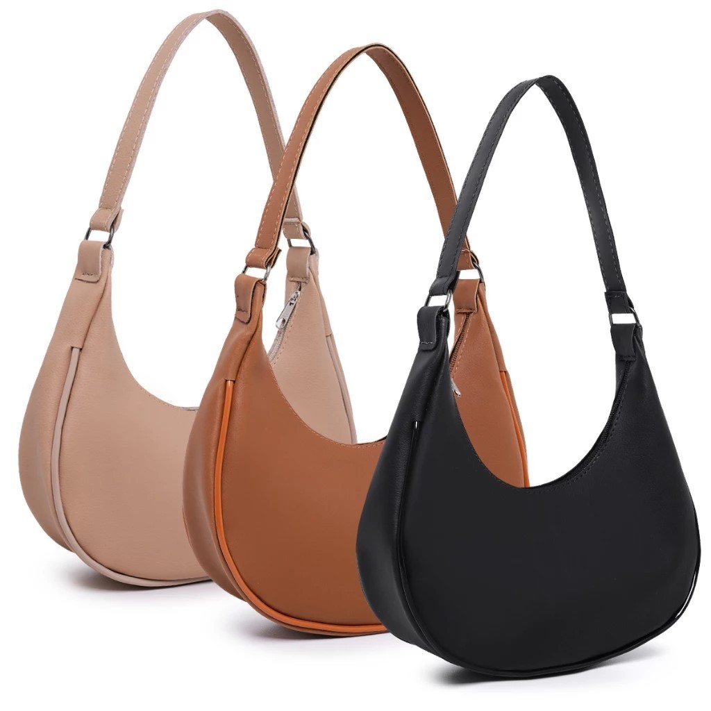 Kit 3 Bolsas Feminina Meia Lua Baguete Pequena De Ombro E Mão Estilosa Várias Cores Moda Blogueira em Oferta na Shopee