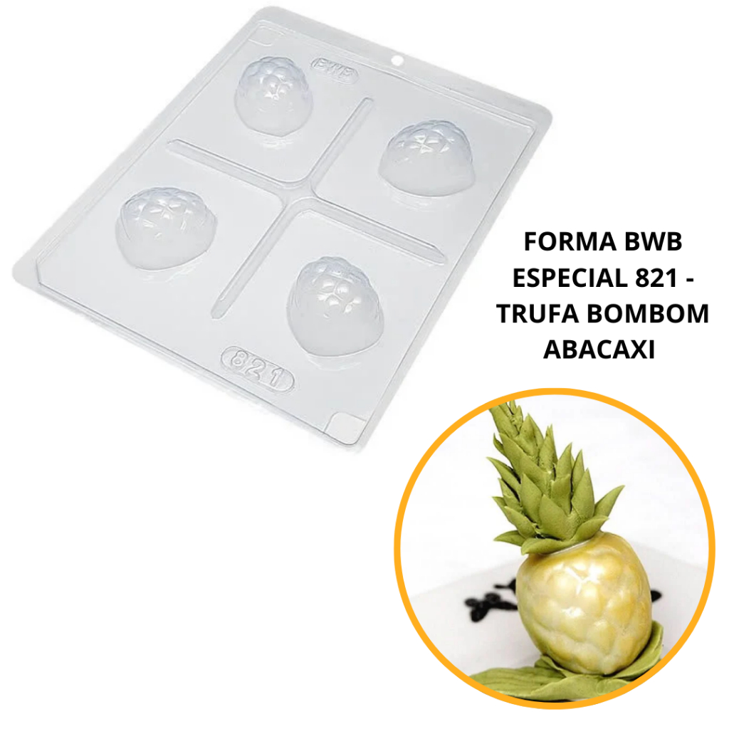 1~4 Forma BWB Com Silicone (3 partes) Para Chocolate Cód. 821 - Trufa Abacaxi 35g. Para Trufas, Bombons. em Oferta na Shopee