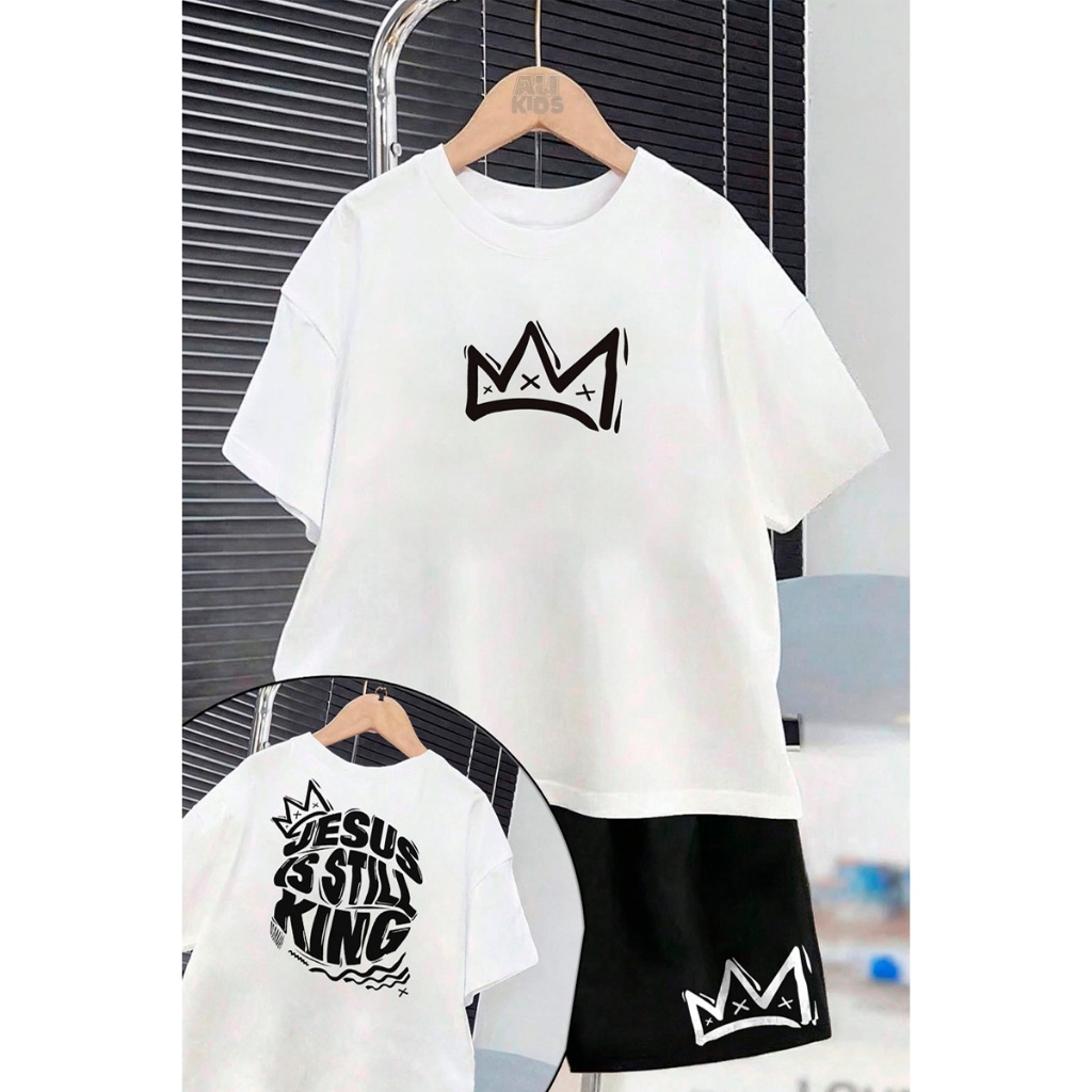 Conjunto Infantil e Juvenil Gospel Camiseta e Shorts Menino e Menina 4 ao 16 100% Algodão Malha Penteada