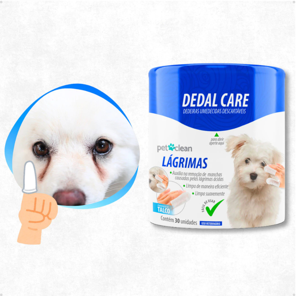 Dedeiras Umedecidas Descartáveis Dedal Care Lágrimas Ácidas Pet Clean - 30 Unidades