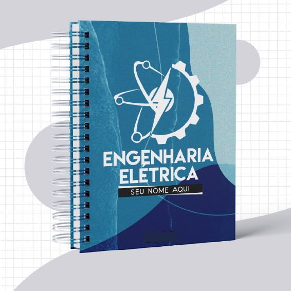 Caderno Engenharia Elétrica - Tamanho A5, Colegial e Universitário - Capa Personalizada com o nome