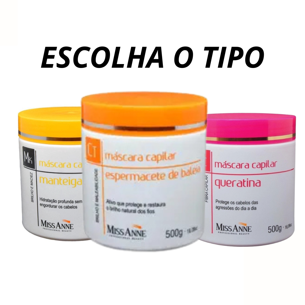Mascara Capilar Miss Anne 500g (Escolha o Tipo) em Oferta na Shopee