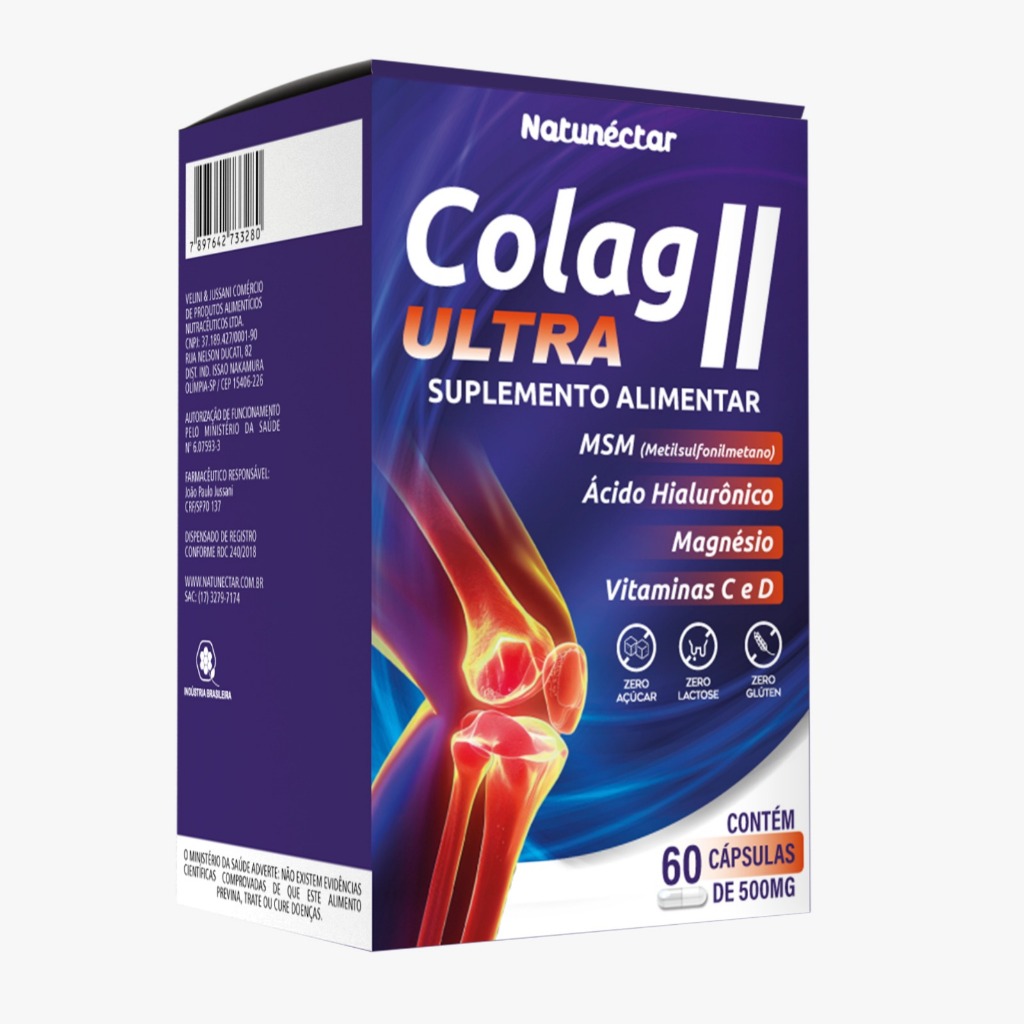 Colágeno Tipo 2 II ULTRA MSM Ácido Hialurônico Magnésio Vitamina C e D 60 Caps Articulações Coluna em Oferta na Shopee