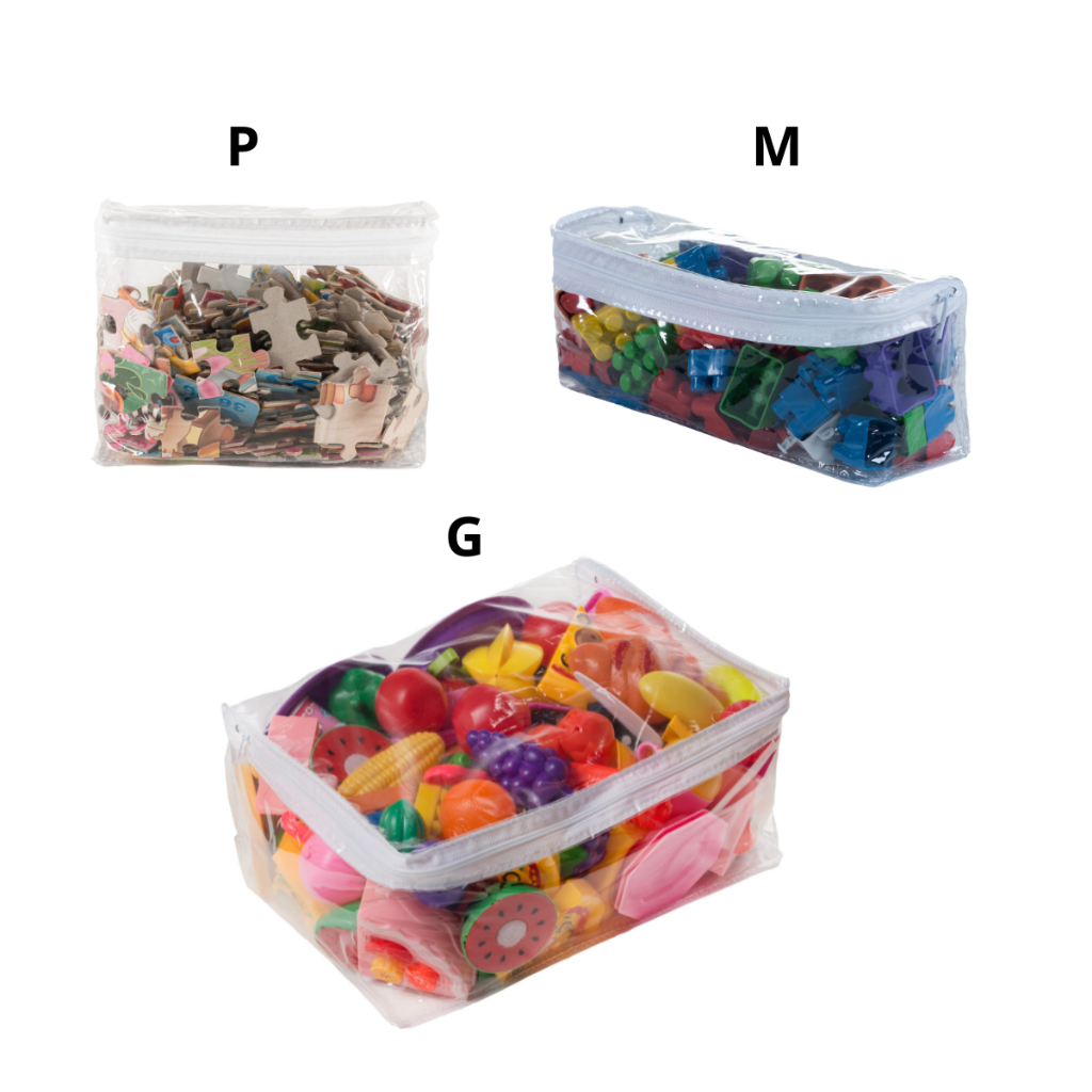 Kit 10 Organizador Multiuso porta treco de Brinquedo com ziper P/M/G