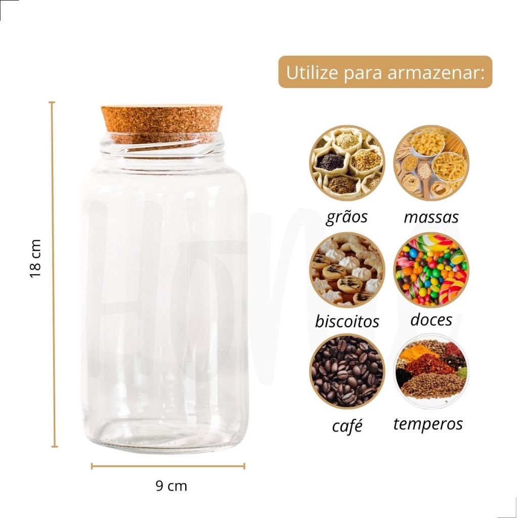 Kit Cantinho do Café + Açúcar + Biscoito | Pote Hermético De Vidro 810 Ml