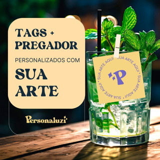 Kit tags para drinks com mini pregador - personalizados com sua arte em Oferta na Shopee
