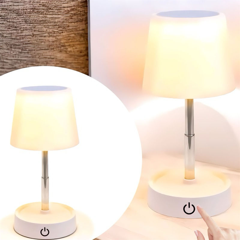 Abajur Recarregável Retrátil De Cabeceira Luz em Led Branco Quente Ajustável Luminária USB