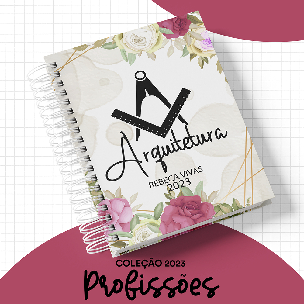 Caderno Arquitetura - Tamanho A5, Colegial e Universitário - Capa Personalizada com o nome