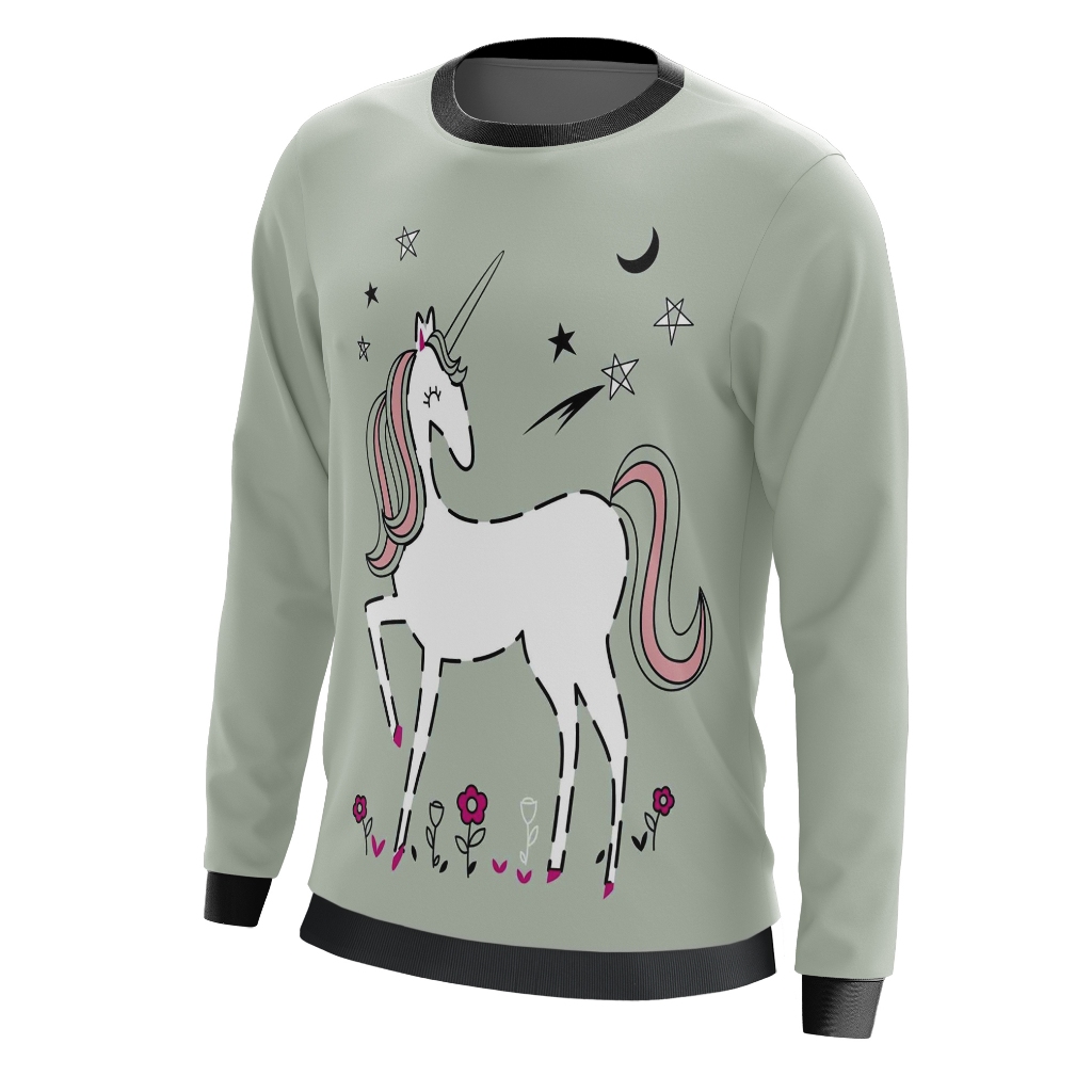 Blusa de Moletom Gola Careca Infantil Unicornio