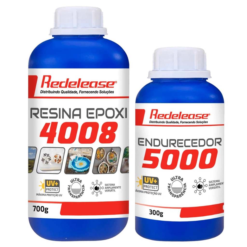 Resina Epoxi 4008 Baixa Viscosidade ULTRA TRANSPARENTE e Proteção UV Com Endurecedor (01 Kg)