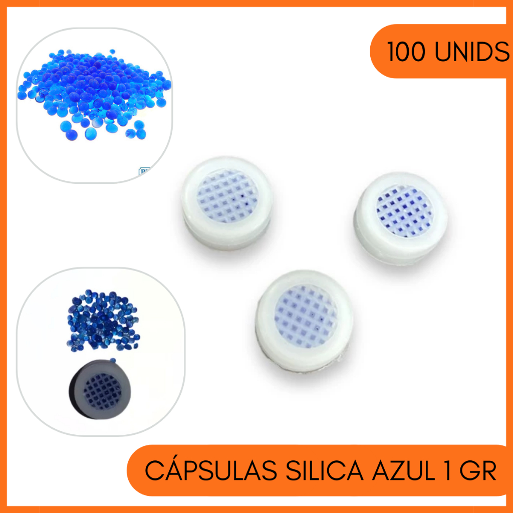 Cápsulas Silica Gel Azul 1Gr Desumidificador C/ 100 Unid em Oferta na Shopee