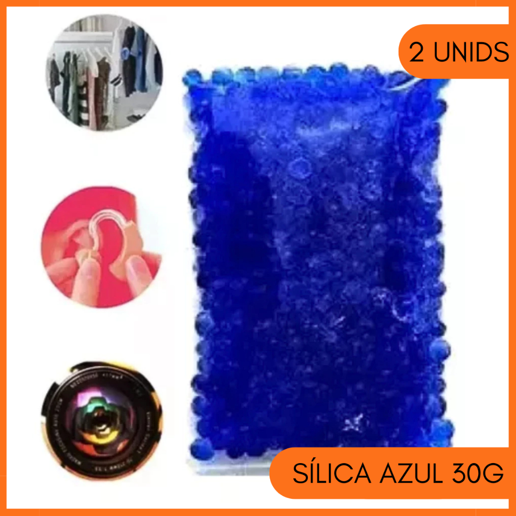 Silica Gel Azul 30g Kit 2 Sachês Desumidificador Aparelho Auditivo Cola Cílios em Oferta na Shopee