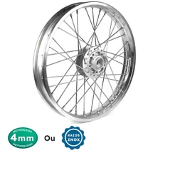 Roda Aro Calha Jante Folha Dianteira Bros 125/150/160 Freio Á Disco Montada Raios Inox Ou Cromados